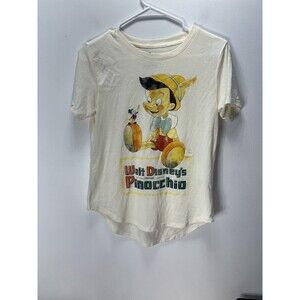 Retro Vintage Disney Pinocchio Loose Fit Short Sleeve T-shirt Ivory  Unisex Sz M